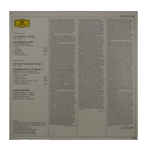 Verdi Tschaikowsky Quartets Amadeus Quartett 1980 Stereo - Picture 2 of 2