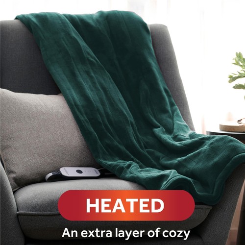 Sunbeam Royal Luxe Botanical Green Heated Personal Throw / Blanket, Cozy-Warm... - Picture 2 of 9