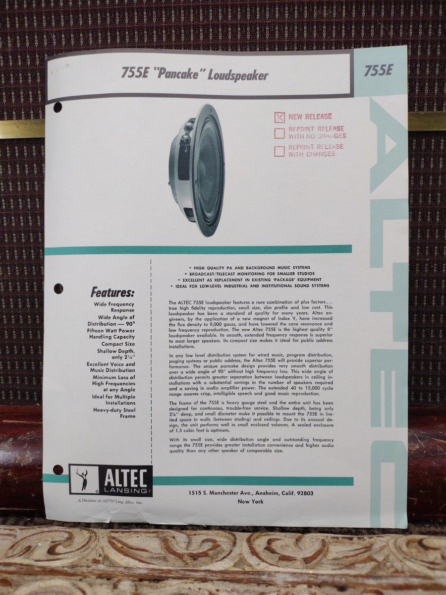 ALTEC 755e(特別価格/送料込) ALTEC アルテック 755E 8Ω 20cmコーン型フルレンジユニット ペア