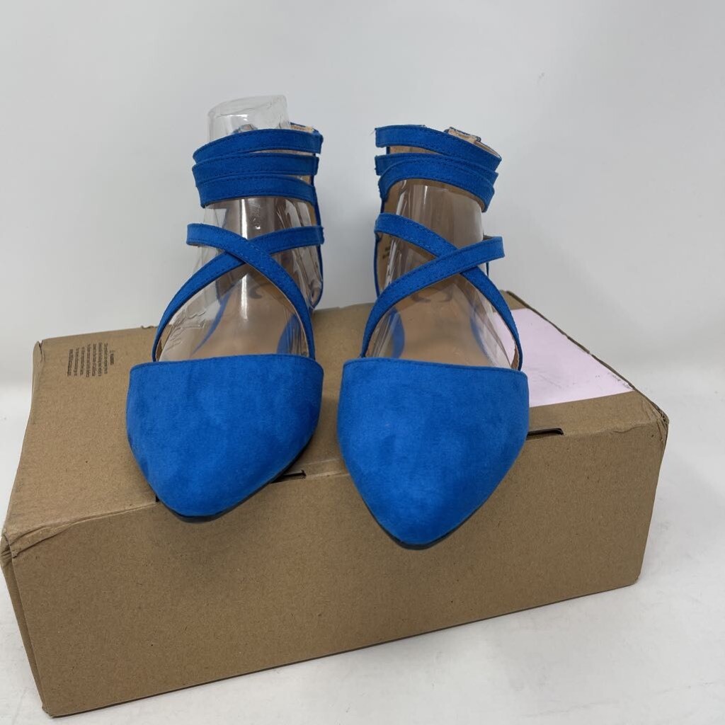 Journee Collection Womens Marlee Flat Shoes Blue Zip Pointed Toe