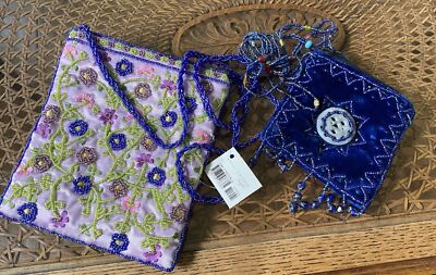 Sequin Purse Zil Bag Beaded Bellydance Moroccan Handbag Cosmetic Lot 2 Primitive