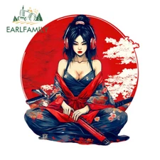 EARLFAMILY 5.1" Japanese Geisha Car Decals Creative Girl for Auto Body Stickers