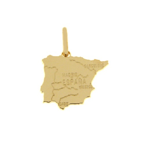 Dolly-Schmuck Anhänger Landkarte SPANIEN 25 mm plattiert 18K Gold laminiert - Bild 1 von 2