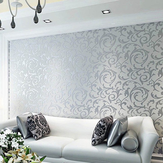 Silver Gray 3d Textured Patterned Wallpaper Modern Living Room Bedroom Decor