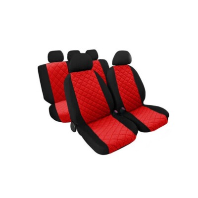Sitzbezüge für großen Strick aus Baumwolle rot/schwarz, nach Maß - Made in Italy
