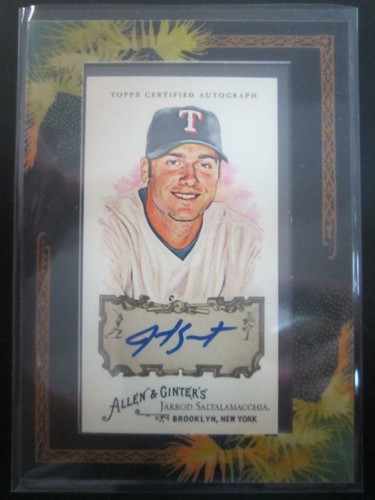 RANGERS RED SOX AUTOGRAPH JARROD SALTALAMACCHIA 2008 ALLEN GINTER BOSTON STRONG