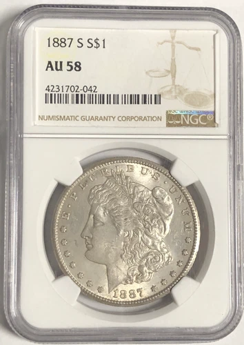 1887 S MORGAN "NGC AU58" - DUSTING LOOKING TONE, NICE HIGHPOINTS, HIGH POINTS💥✅