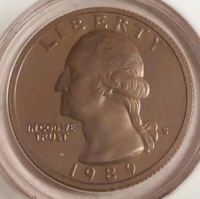 1989 S Washington Quarter Clad Poof Cameo 25 Cent US Coin Free Post Tracking 