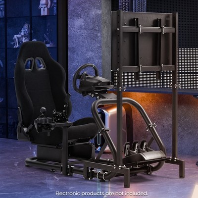 Minneer Racing Sim Cockpit Passend Logitech G29 mit Schwarzem Sitz & TV-Ständer