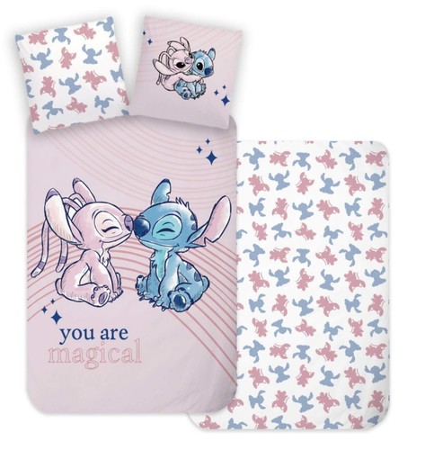 Disney Stitch & Angel Wende-Bettwäsche-Set 135x200 80x80 Baumwolle Bettzeug - Bild 1 von 6