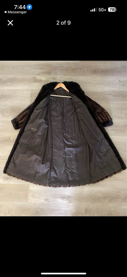 Abrigo de piel de visón negro genuino para mujer J. Mendel talla M/L  Foto 2 de 4