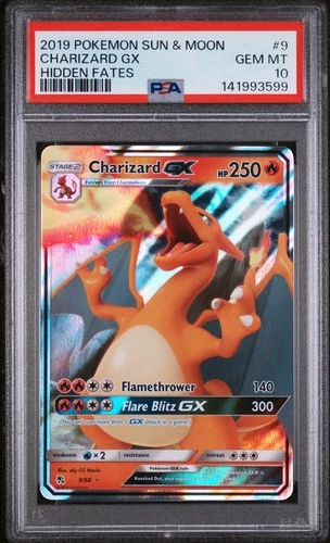 2019 POKEMON SUN & MOON HIDDEN FATES #9 CHARIZARD GX PSA 10