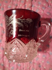 Cranberry ruby red mug. Crystal glassware. Bavarian? Martinez design.