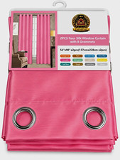 PAPAPIYAY Faux Silk Light Filtering Curtain Panels Pink 54x90 2pc Grommet