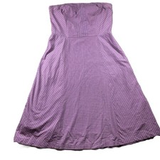 American Eagle Women Fit & Flare Dress Y2K Plaid Strapless Purple Sz 12 P245