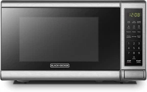 EM720CB7 Four à micro-ondes numérique avec porte à bouton-poussoir tournant, sécurité pour enfants Lo