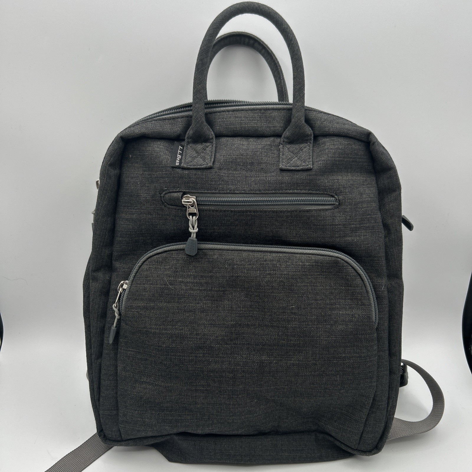 LL Bean Convertible Backpack Tote Gray Travel Work  Lightweight Bag