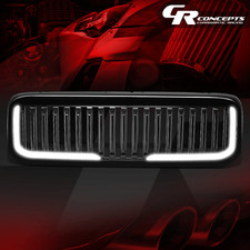 Black Vertical Fence Style Led Front Grille For 1999-2004 F250-f550 Super Duty