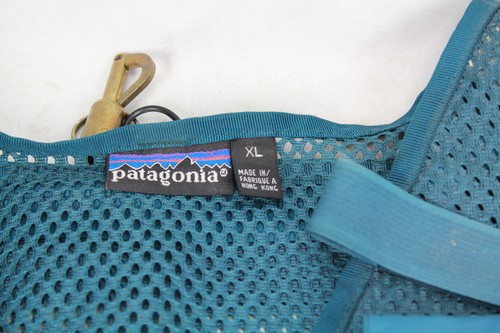 Vintage Patagonia Mesh Fly Fishing Vest Men's XL Blue Teal Pocket Utility - Picture 4 of 16