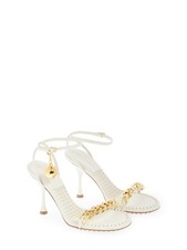 BOTTEGA VENETA Womens Ivory Embellished Open Toe Stiletto Heeled Sandal 37