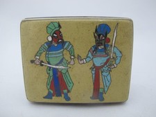 CHINESE Yellow Enamel CLOISONNE Hinged Lid Box with Opera or WARRIOR Figures