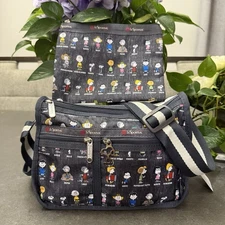 Lesportsac DELUXE EVERYDAY Shoulder BAG Messenger Medium Peanut Gang Snoopy