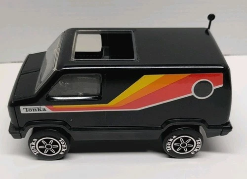 TONKA BLACK VAN   yellow orange red strip w/antenna clean