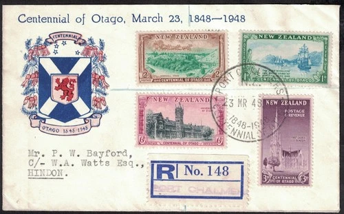 NEW ZEALAND, KGVI, 1948, CENTENNIAL OF OTAGO, SOUVENIR COVER, SPECIAL HANDSTAMP.