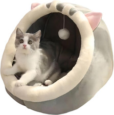 Cat Cave Bed House Cat Tent Hideaway Pod for Indoor Cats Felt Kitten Beds Covere