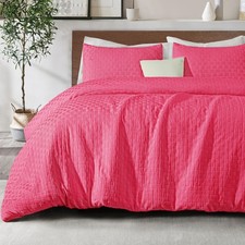 Jacquard Checkerd Extra Soft Queen Comforter Set - Luxury Reversible Microfib...