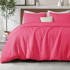 Jacquard Checkerd Extra Soft Queen Comforter Set - Luxury Reversible Microfib...