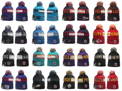 Unisex Adults American Ball Cuffed Knit Hat With Pom Fleece lined 24A