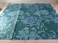 Vintage William Morris Chrysanthemum Blue Green  Linen  53x60cm Reclaimed