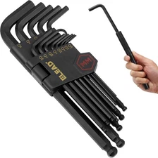 ELEAD 15-Piece Metric Hex Key Allen Wrench Set with Extension Black Oxide 