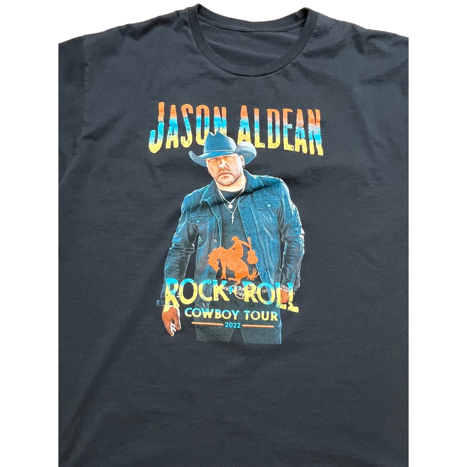 Jason Aldean Rock N' Roll Cowboy Tour 2022 Concert T-Shirt Black Short Sleeve image 3