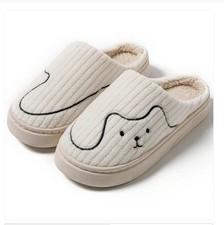 Lady Men Winter Warm Fuzzy Plush Slippers Soft Faux Fur Lined Indoor House Shoe