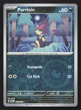 Pokemon Purrloin 114/182 Reverse Holo Common SV04: Paradox Rift NM
