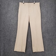 VINTAGE Sears Kings Road Pants Mens 34x30 Beige Perma Prest Dress Slacks Trouser