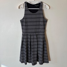 Banana Republic Black White Geometric Fit & Flare Dress Size XS