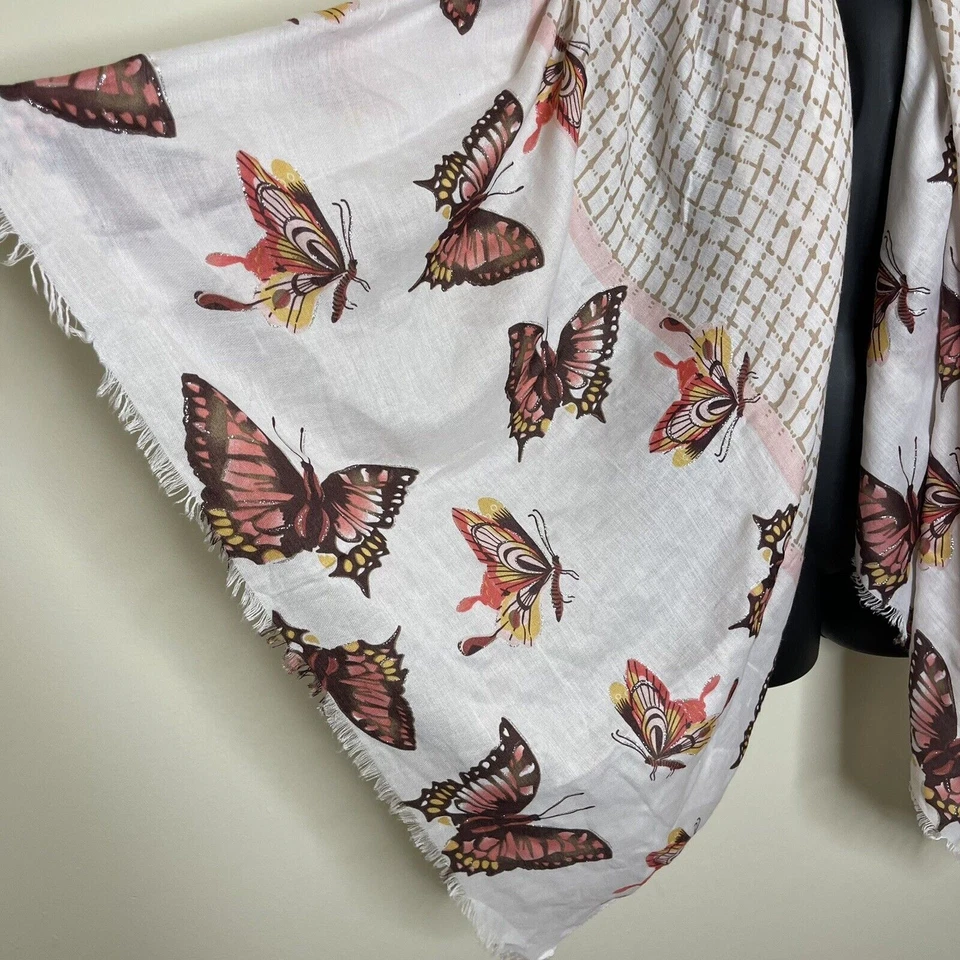 Para Mujer Marrón Naranja Mariposa Polilla Envolvente Bufanda Brillo Boho Chic Hippie Hada Foto 3 de 4