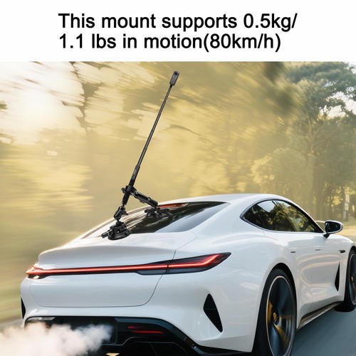 Dreifach Saug Auto Kamera Halterung Kit-unsichtbare Stange 47", für Insta360-X5/GoPro - Bild 3 von 8