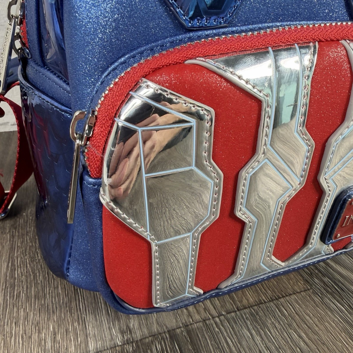 Loungefly: Marvel Shine Captain America Cosplay Mini Backpack nwt Loungefly Marvel Metallic Captain America Cosplay Mini  main image 3