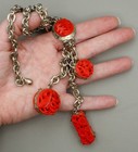 Selro Coral Cinnabar Resin Flower Floral Necklace — photo 4
