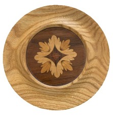 Vintage Wood Plate Hand Turned with Marquetry Inlay Superb Craftsmanship 7