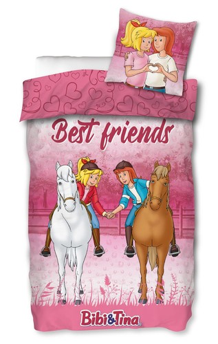 Bibi & Tina "Best Friends" Wende-Bettwäsche für Mädchen 135x200 80x80 Baumwolle - Bild 1 von 4
