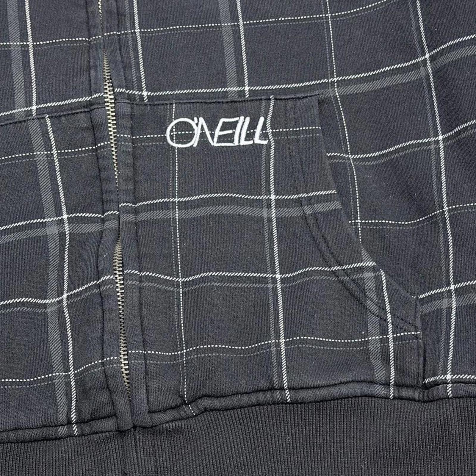 Vintage Oneill Hoodie Mens M Full Zip Black Striped Sherpa Lined Y2K Grunge Surf image 4