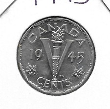 1945 CANADIAN WWII VICTORY NICKEL 5 CENTS (VERY NICE)