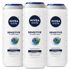 3 Pack Sensitive 3 in 1 Body Wash Face Hair Cleanser Bamboo Extract 16.9oz