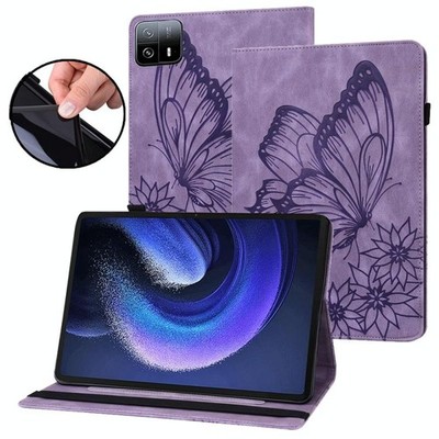 Big Butterfly Präge Leder Tasche für Xiaomi Pad 6 Max 14 2023 Lila