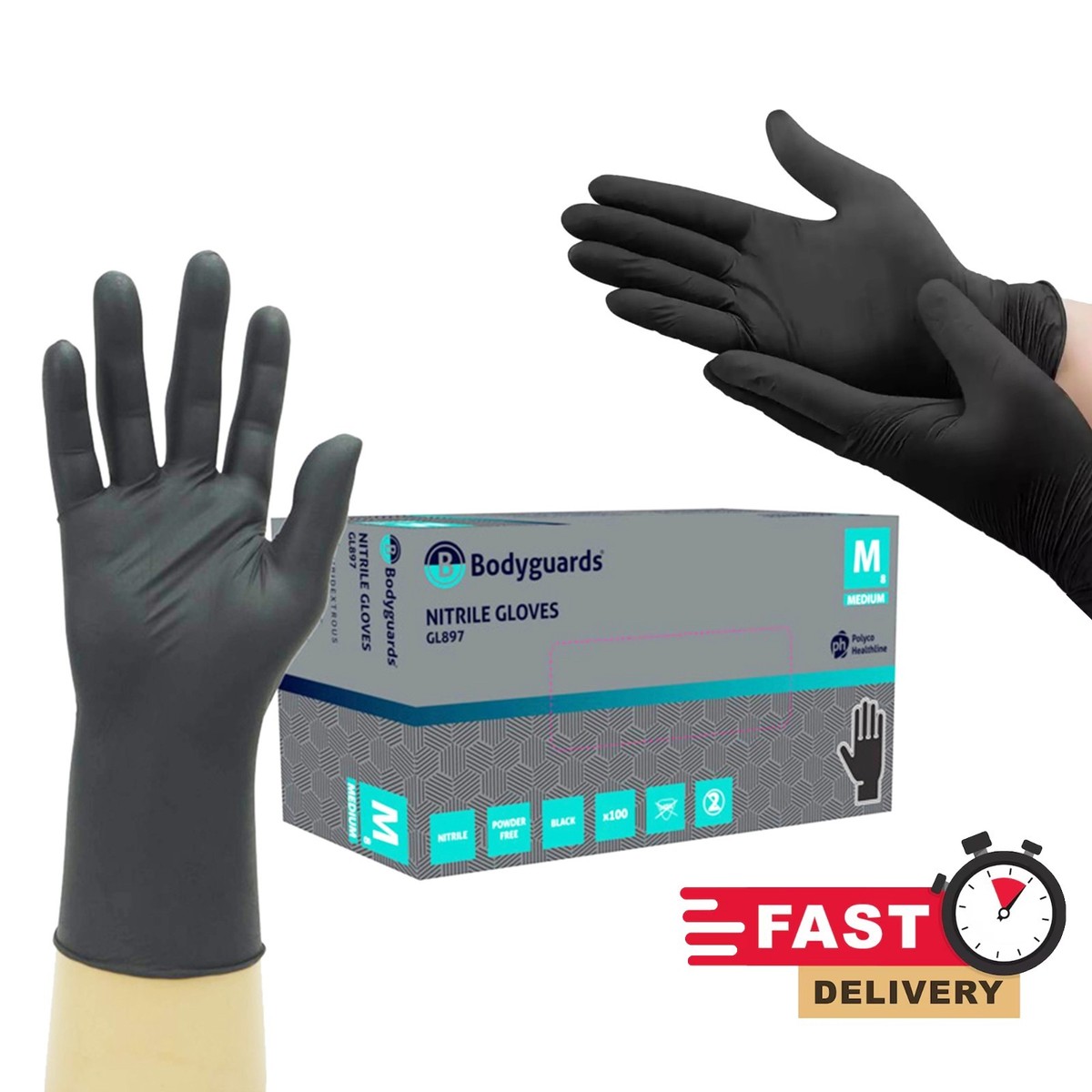 Bodyguard GL8975 XL Disposable Gloves Black (100 Piece) for sale